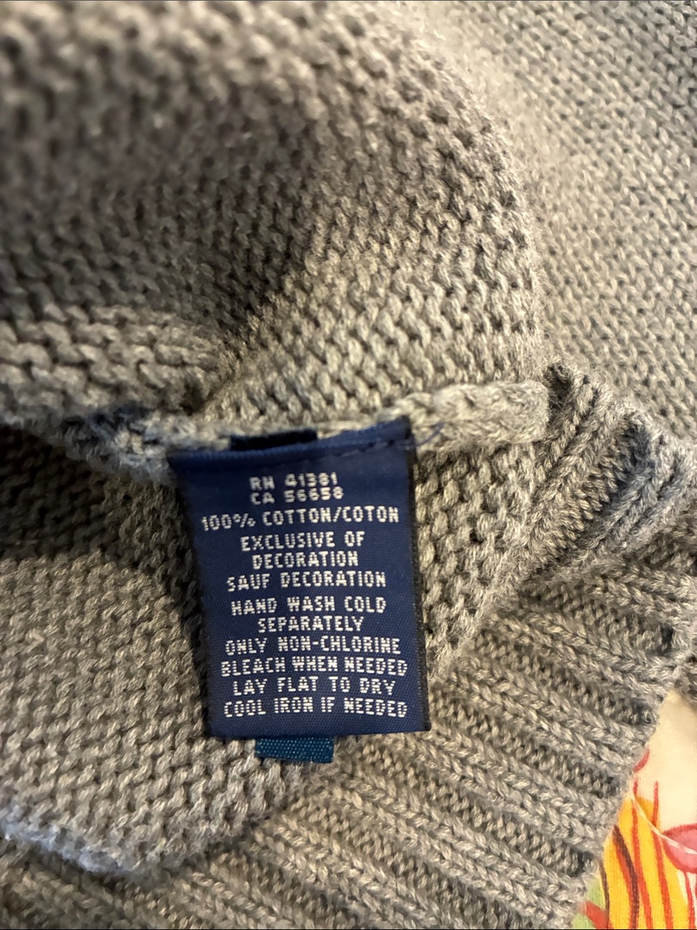 Ralph Lauren Gray Shawl-Collar V-Neck Sweater with Pony Logo - Picture 5 of 5